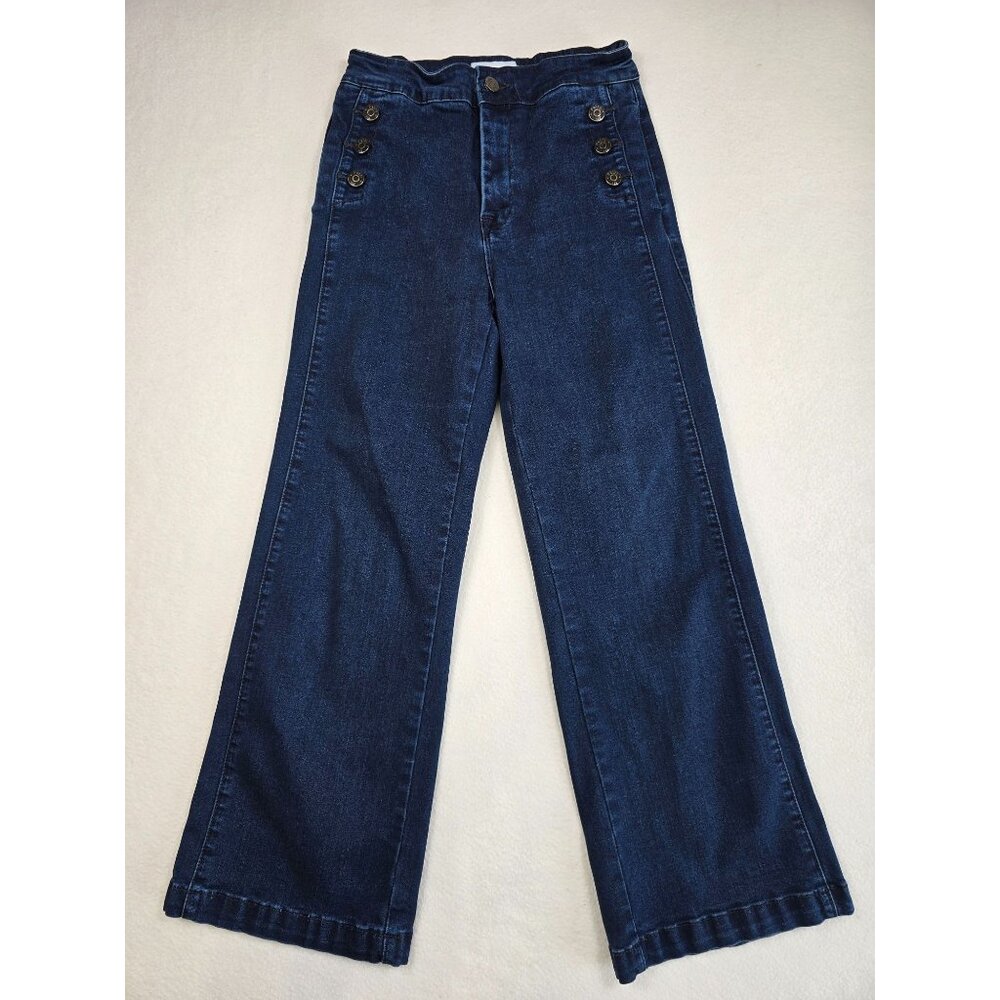 Petra 153 Womens Blue High-Waisted Wide-Leg Jeans Size 5/26